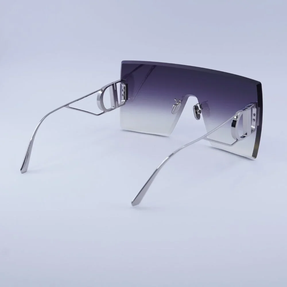 Dior 30MONTAIGNE M1U F0A6 Rimless Sunglasses Silver Shield Frame, Grey Lenses - Picture 3 of 11